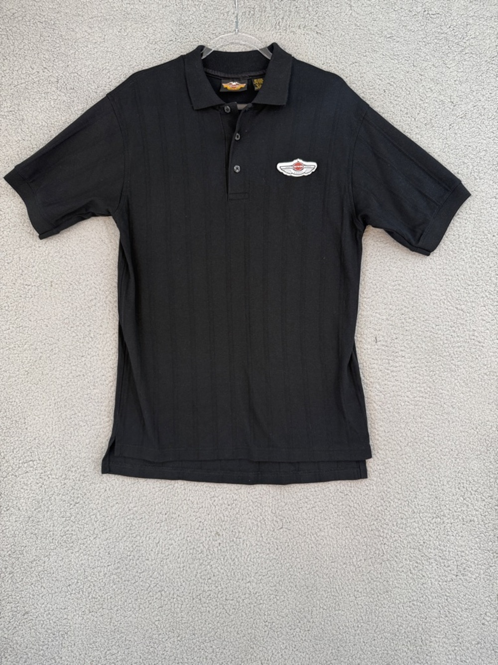 Harley-Davidson Men’s Medium short sleeve polo shirt Black Winged Chest Patch